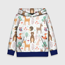 Толстовка-худи детская Лесные звери, цвет: 3D-синий