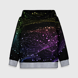 Толстовка-худи детская Неоновые светящиеся линии и точки, цвет: 3D-меланж