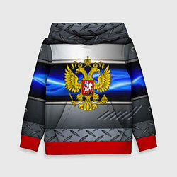 Толстовка-худи детская Нано Россия герб, цвет: 3D-красный