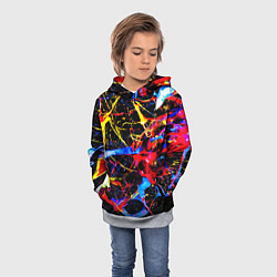 Толстовка-худи детская Неоновые брызги красок, цвет: 3D-меланж — фото 2