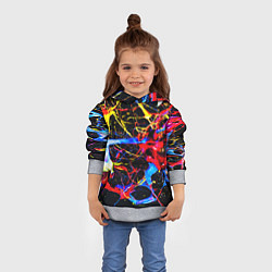 Толстовка-худи детская Неоновые брызги красок, цвет: 3D-меланж — фото 2