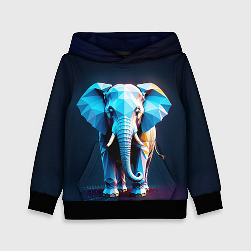 Детская толстовка Синий геометрический слон / 3D-Черный – фото 1