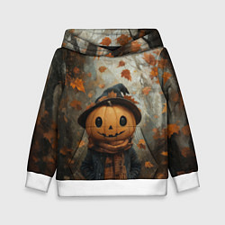 Толстовка-худи детская Милый тыквенный Джек, цвет: 3D-белый