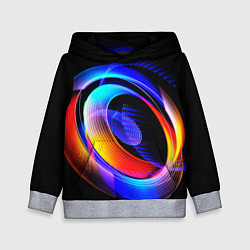 Толстовка-худи детская Оптические иллюзии волны, цвет: 3D-меланж