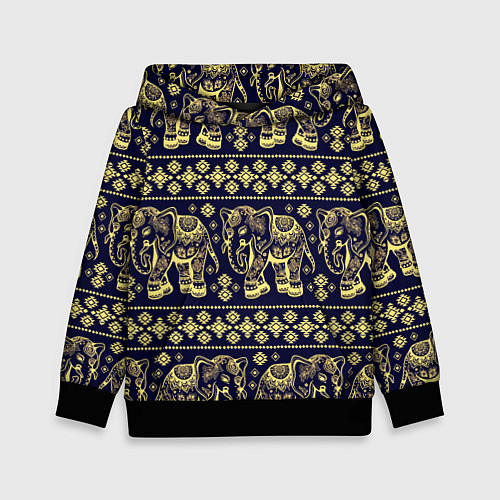 Детская толстовка Этнический слоновый паттерн / 3D-Черный – фото 1