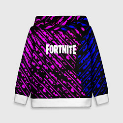 Толстовка-худи детская Фортнайт полосы неоновые, цвет: 3D-белый