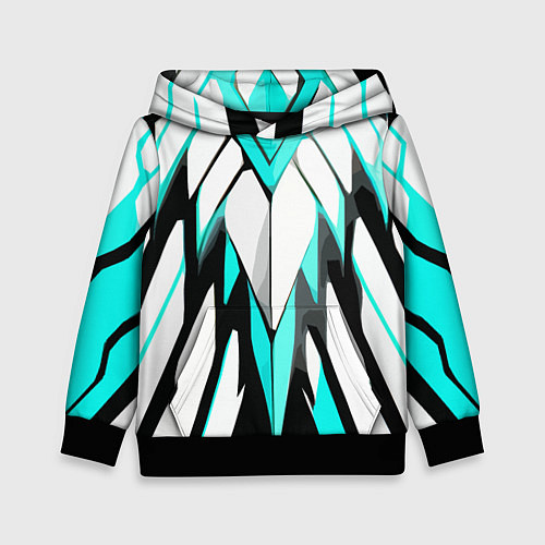 Детская толстовка Агрессивные чёрно-голубые полосы на белом фоне / 3D-Черный – фото 1
