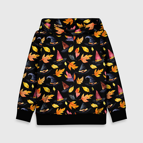Детская толстовка Ведьмина шляпа - паттерн / 3D-Черный – фото 1