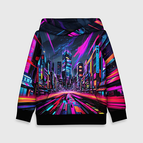 Детская толстовка Неоновый мегаполис / 3D-Черный – фото 1