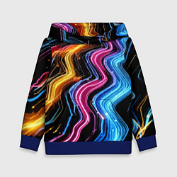 Толстовка-худи детская Неоновые полосы - нейроарт, цвет: 3D-синий