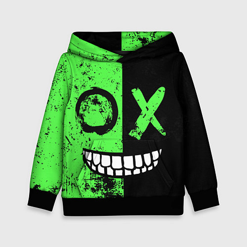 Детская толстовка Кислотный злобный смайлик / 3D-Черный – фото 1