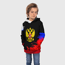 Толстовка-худи детская Триколор Россия герб, цвет: 3D-красный — фото 2