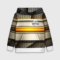 Толстовка-худи детская Nissan sport avto metal, цвет: 3D-белый