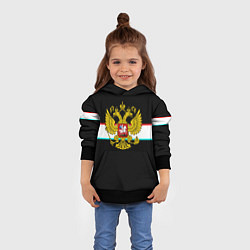 Толстовка-худи детская Герб РФ спорт полоса, цвет: 3D-черный — фото 2