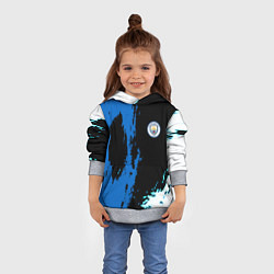 Толстовка-худи детская Манчестер сити краски абстрактные, цвет: 3D-меланж — фото 2