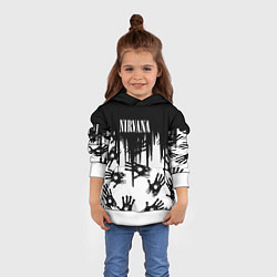 Толстовка-худи детская Nirvana rok hand, цвет: 3D-белый — фото 2