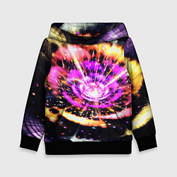 Толстовка-худи детская Оптический узор цветок, цвет: 3D-черный