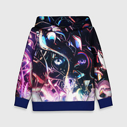 Толстовка-худи детская Фрактальный узор текстура, цвет: 3D-синий