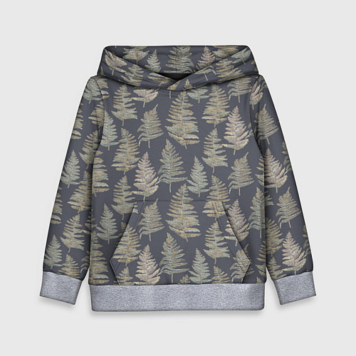 Детская толстовка Паттерн из листьев папоротника / 3D-Меланж – фото 1