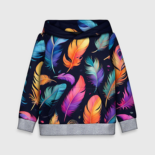 Детская толстовка Разноцветные переливающиеся перья / 3D-Меланж – фото 1