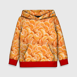 Толстовка-худи детская Паттерн дольки мандарин, цвет: 3D-красный