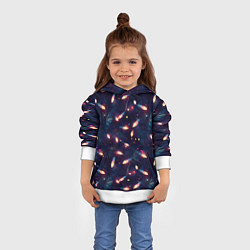 Толстовка-худи детская Паттерн новогодняя гирлянда, цвет: 3D-белый — фото 2
