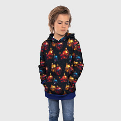 Толстовка-худи детская Новогодние шары паттерн, цвет: 3D-синий — фото 2
