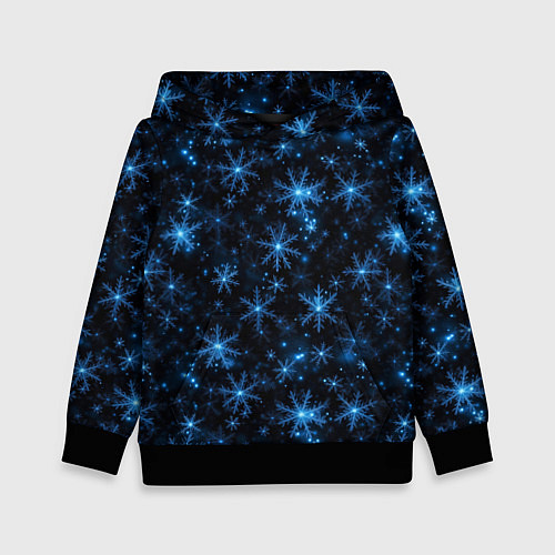 Детская толстовка Паттерн с синими снежинками / 3D-Черный – фото 1