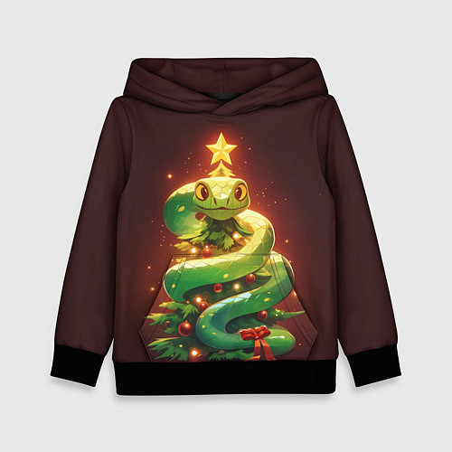 Детская толстовка Змея ёлка новогодняя / 3D-Черный – фото 1
