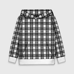 Толстовка-худи детская Черно-белая шотландка клетчатый узор, цвет: 3D-белый