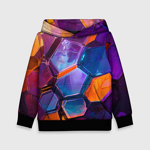Детская толстовка Неоновые минералы / 3D-Черный – фото 1