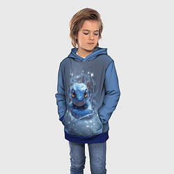 Толстовка-худи детская Змея с большими глазами, цвет: 3D-синий — фото 2