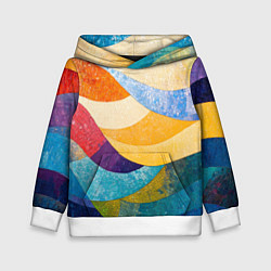 Толстовка-худи детская Разноцветная геометрическая мозаика, цвет: 3D-белый