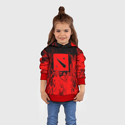 Толстовка-худи детская DOTA 2 лого в огне, цвет: 3D-красный — фото 2