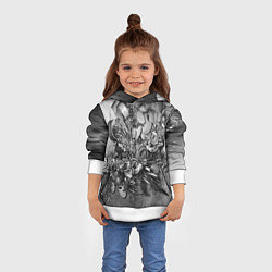 Толстовка-худи детская Абстракция оптический узор, цвет: 3D-белый — фото 2