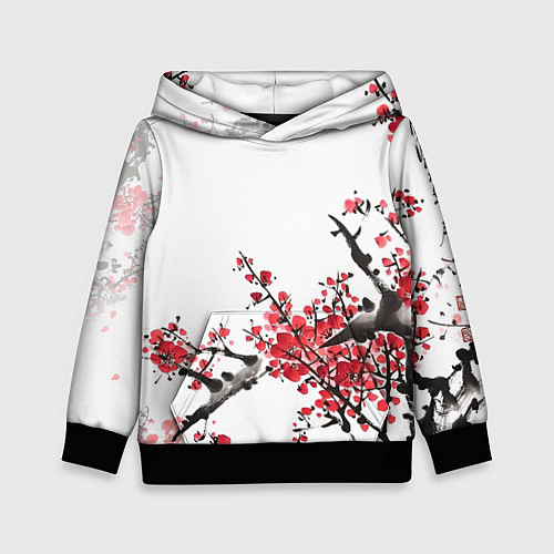 Детская толстовка Китайский стиль - слива / 3D-Черный – фото 1