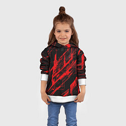 Толстовка-худи детская Red stripes on a black background, цвет: 3D-белый — фото 2