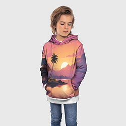 Толстовка-худи детская Домик на берегу закат, цвет: 3D-белый — фото 2