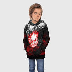 Толстовка-худи детская Cyberpunk брызги красок, цвет: 3D-черный — фото 2
