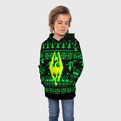 Толстовка-худи детская The Elder Scrolls кислотное лого зима, цвет: 3D-черный — фото 2