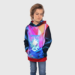 Толстовка-худи детская Cyberpunk samurai storm, цвет: 3D-красный — фото 2