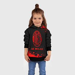 Толстовка-худи детская AC Milan - red gradient, цвет: 3D-черный — фото 2