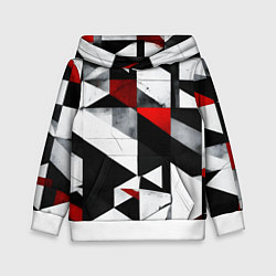 Толстовка-худи детская Red and black abstraction on a white background, цвет: 3D-белый