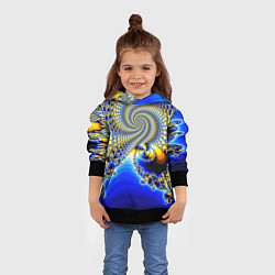 Толстовка-худи детская Фрактальный психоделики узор, цвет: 3D-черный — фото 2