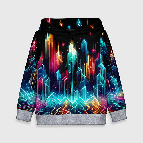 Детская толстовка Neon fantastic metropolis - vaporwave / 3D-Меланж – фото 1