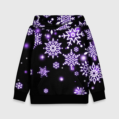 Детская толстовка Снежинки в неоне / 3D-Черный – фото 1
