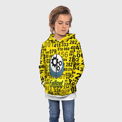 Толстовка-худи детская Fallout pattern symbol, цвет: 3D-белый — фото 2