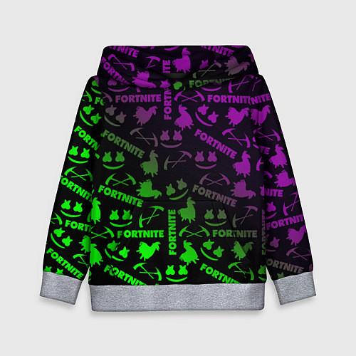 Детская толстовка Fortnite кислота неоновая / 3D-Меланж – фото 1