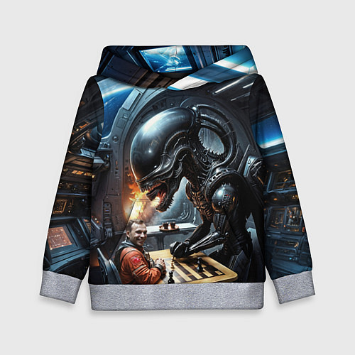 Детская толстовка Шахматы: Гагарин vs Чужой / 3D-Меланж – фото 1