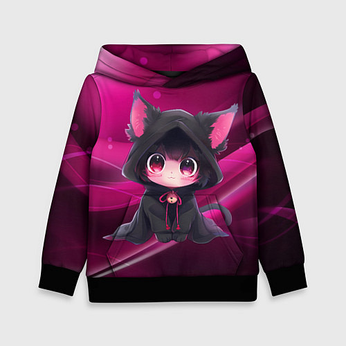 Детская толстовка Куроми - милый котёнок в капюшоне / 3D-Черный – фото 1